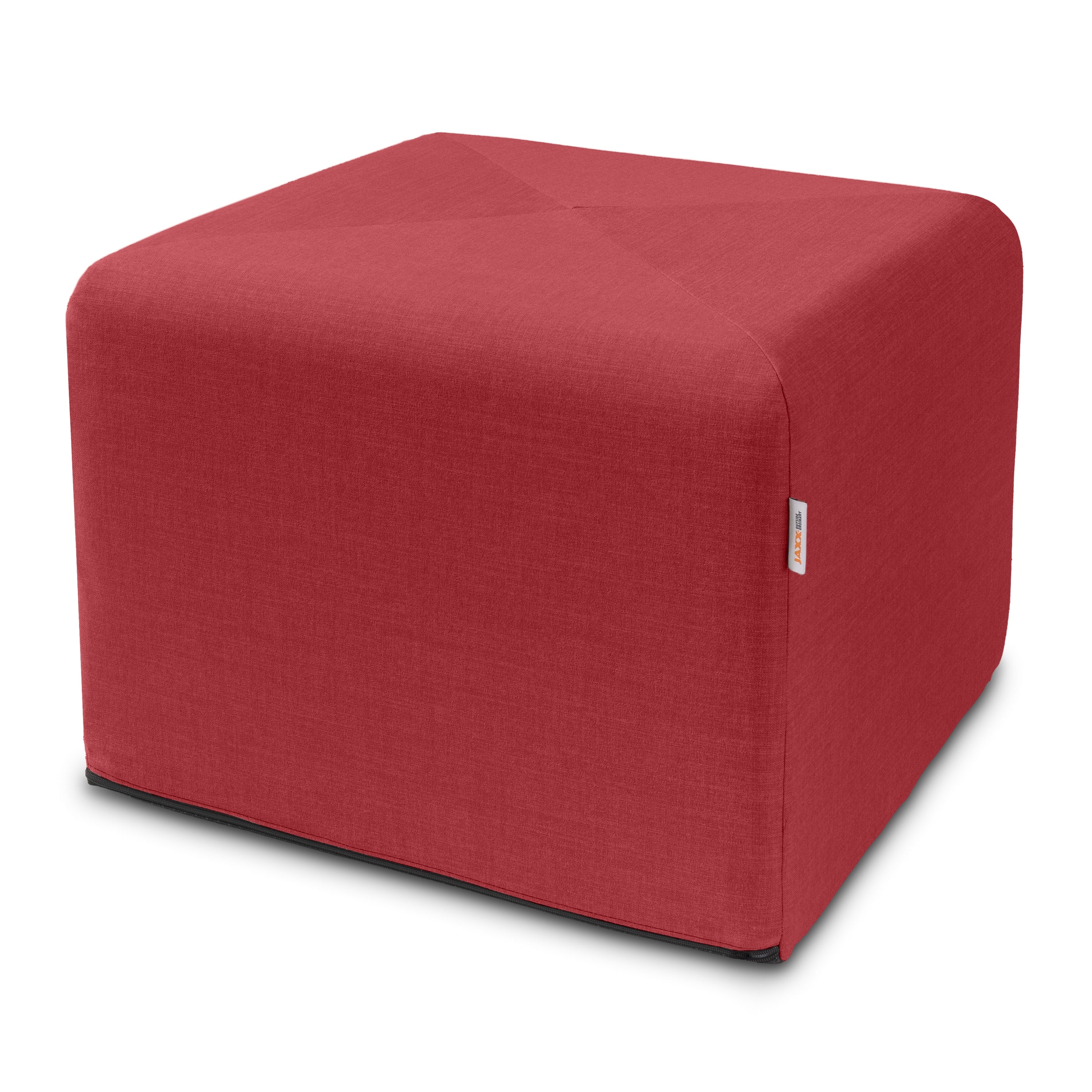 Jaxx Monroe Square Foam Ottoman with Stain Resistant Performance Fabric, Large (24 x 24 x 18), Poppy Red