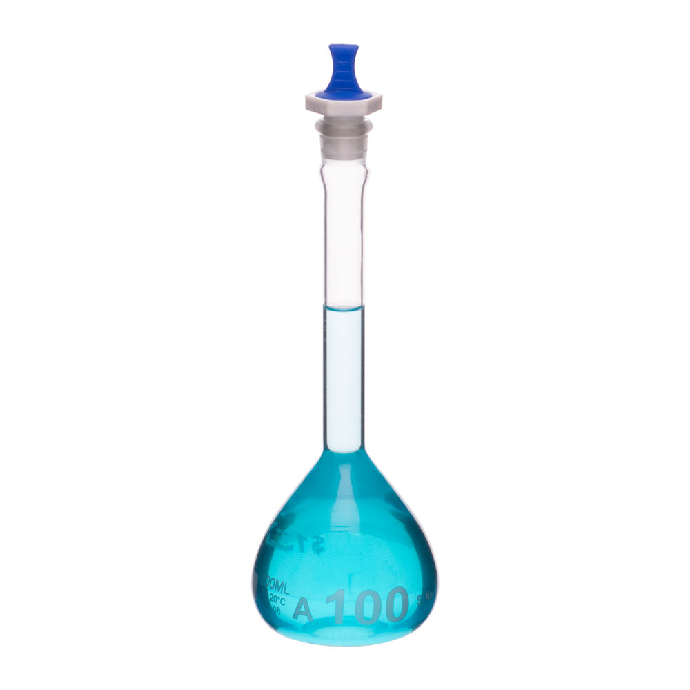 Volumetric Flask, With Polypropylene Stopper, Class A, ASTM E288   (Batch Certificate), 100ml, Pk/2