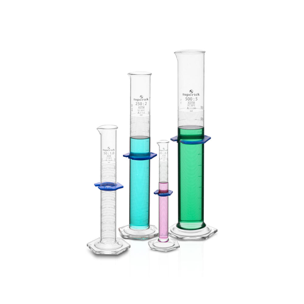 Measuring Cylinder Graduated, Hex Base, Tc Class A, ASTM (Batch Certificate), 10ml, Pk/2