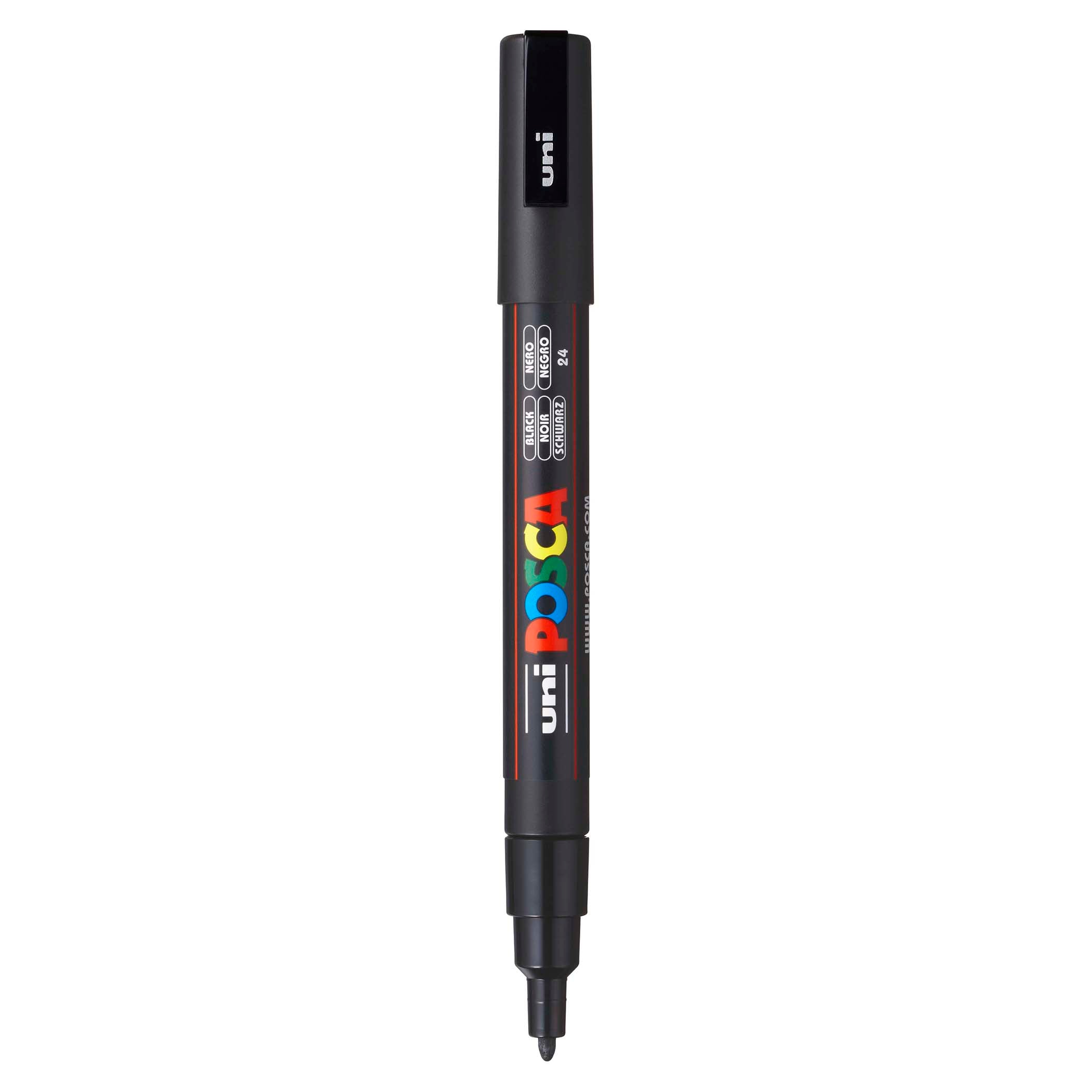 uni® POSCA PC-3M Water-Based Paint Markers, Reversible Fine Tip (0.9-1.3mm), Black