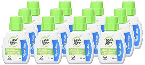 Liquid Paper Correction Fluid, Fast Dry Correction Fluid 22 Ml, 12 Pack, Bond White (5643217)