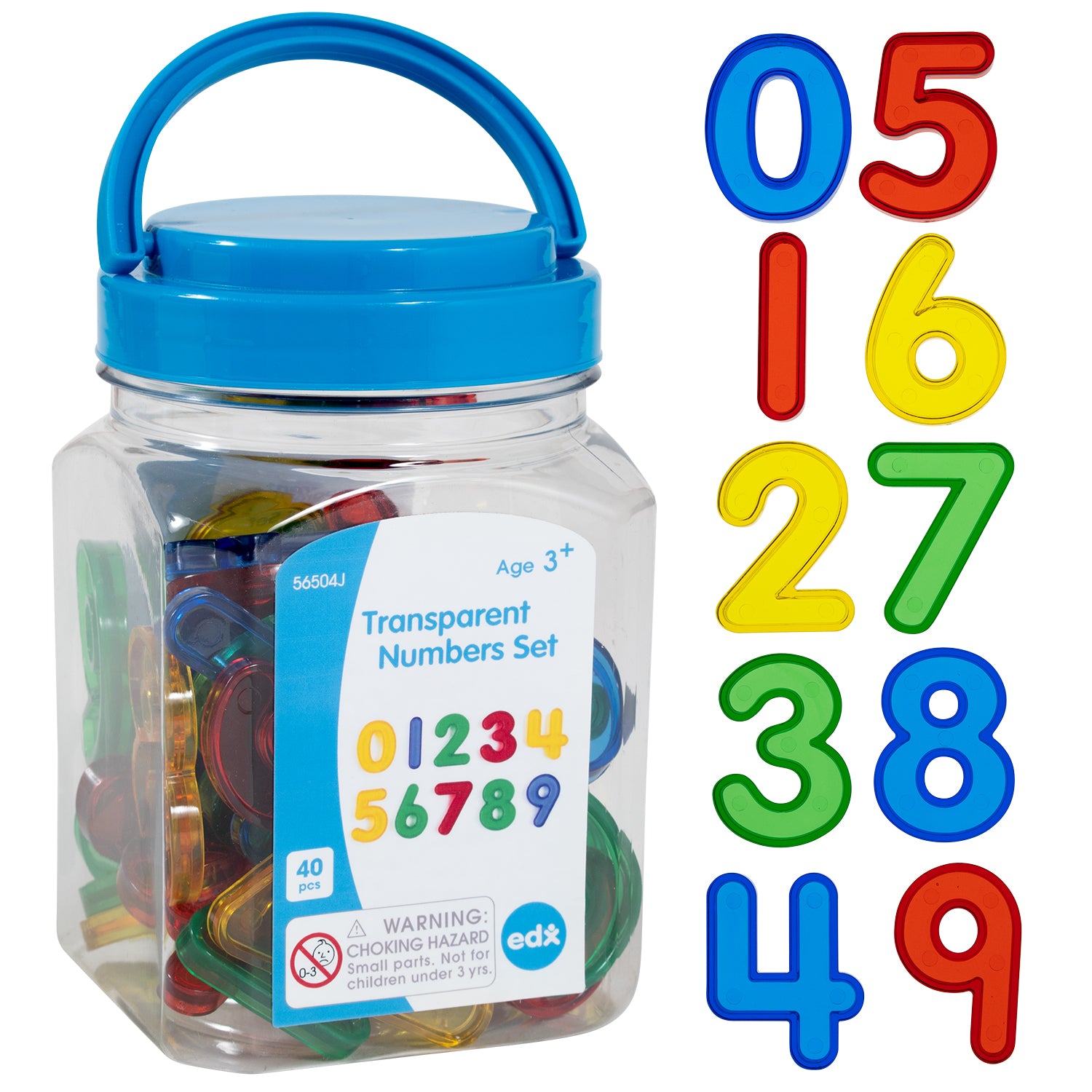 Transparent Numbers - Mini Jar - Set of 40