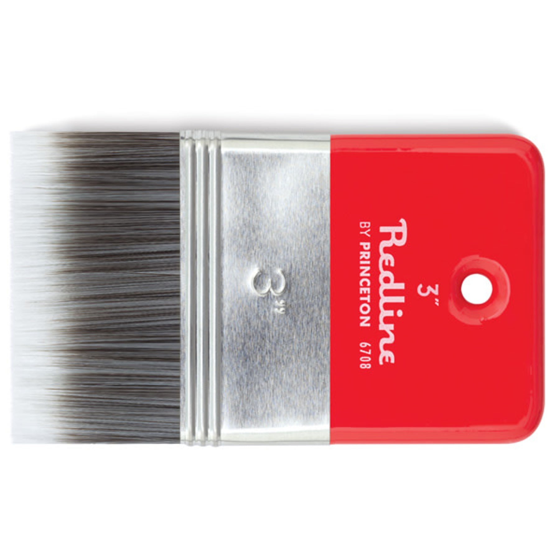 Redline Flat Brush, Synthetic Bristles, Short Handle Mixed Media Paintbrush, Red, Size 3 inch, 1 Count