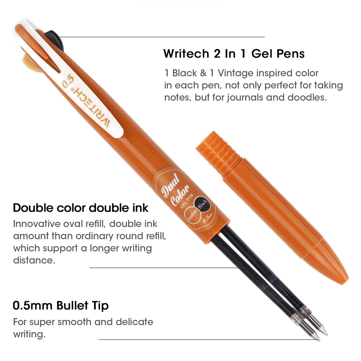 4PK VNTG DUAL COLOR RETRACT GEL PEN