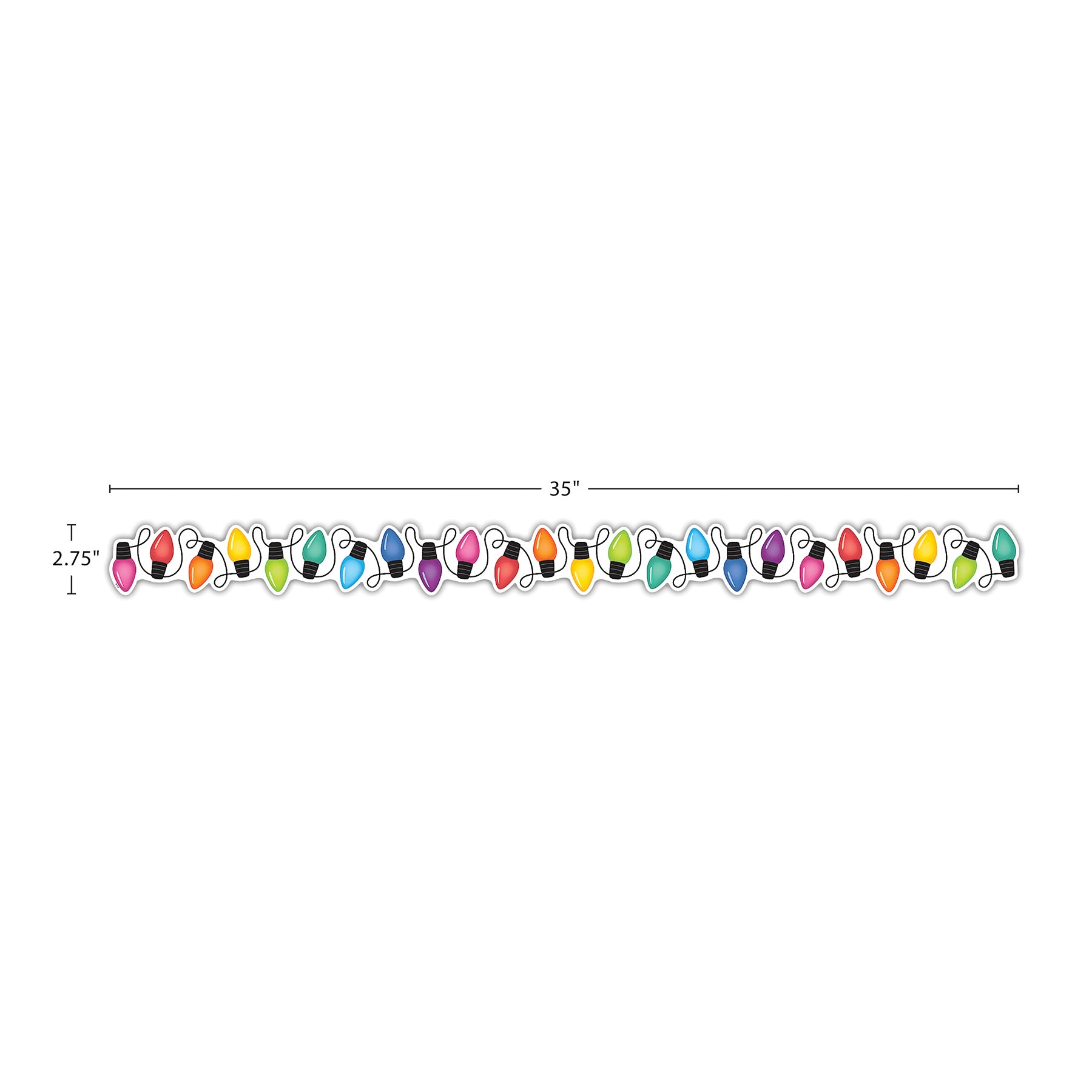 Colorful Holiday Lights Die-Cut Border Trim, 35 Feet