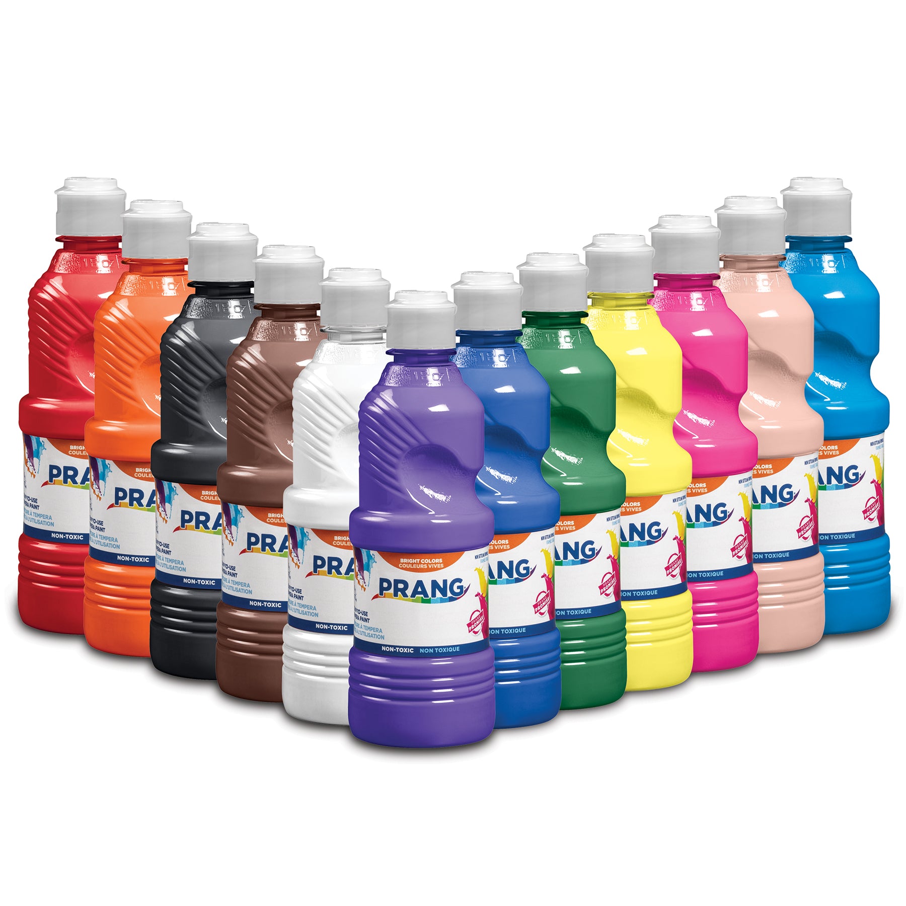 Tempera Paint Set, Assorted Colors, 16 oz Bottles, Set of 12