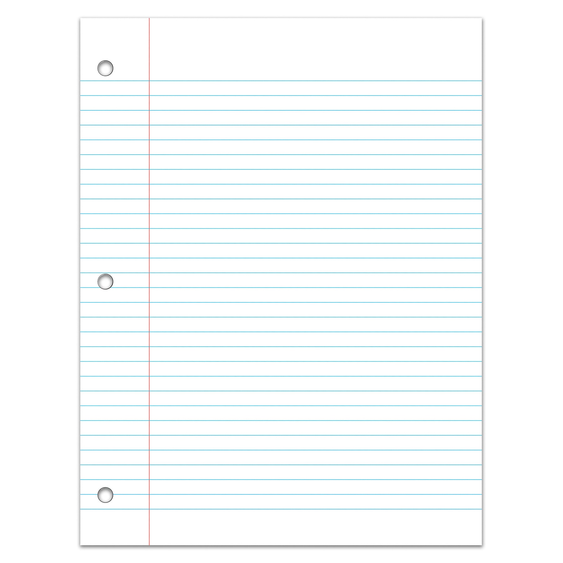 Filler Paper, College Ruled, 8" x 10-1/2", White, 100 Sheets