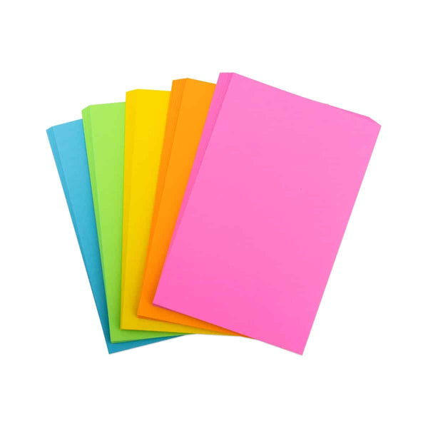 Blank Cards, 5"x7.5", 100 cards, 20 ea. Blue, Orange, Yellow, Lime, Pink