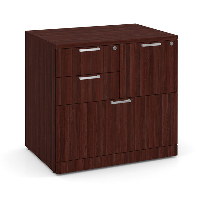 OfficeSource Laminate Lateral Files 31"W Combo Lateral File Cabinet - Mahogany