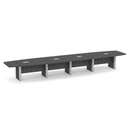 OfficeSource Laminate Expandable Boat Shaped Conference Table with Elliptical Base - 20' - Coastal Gray