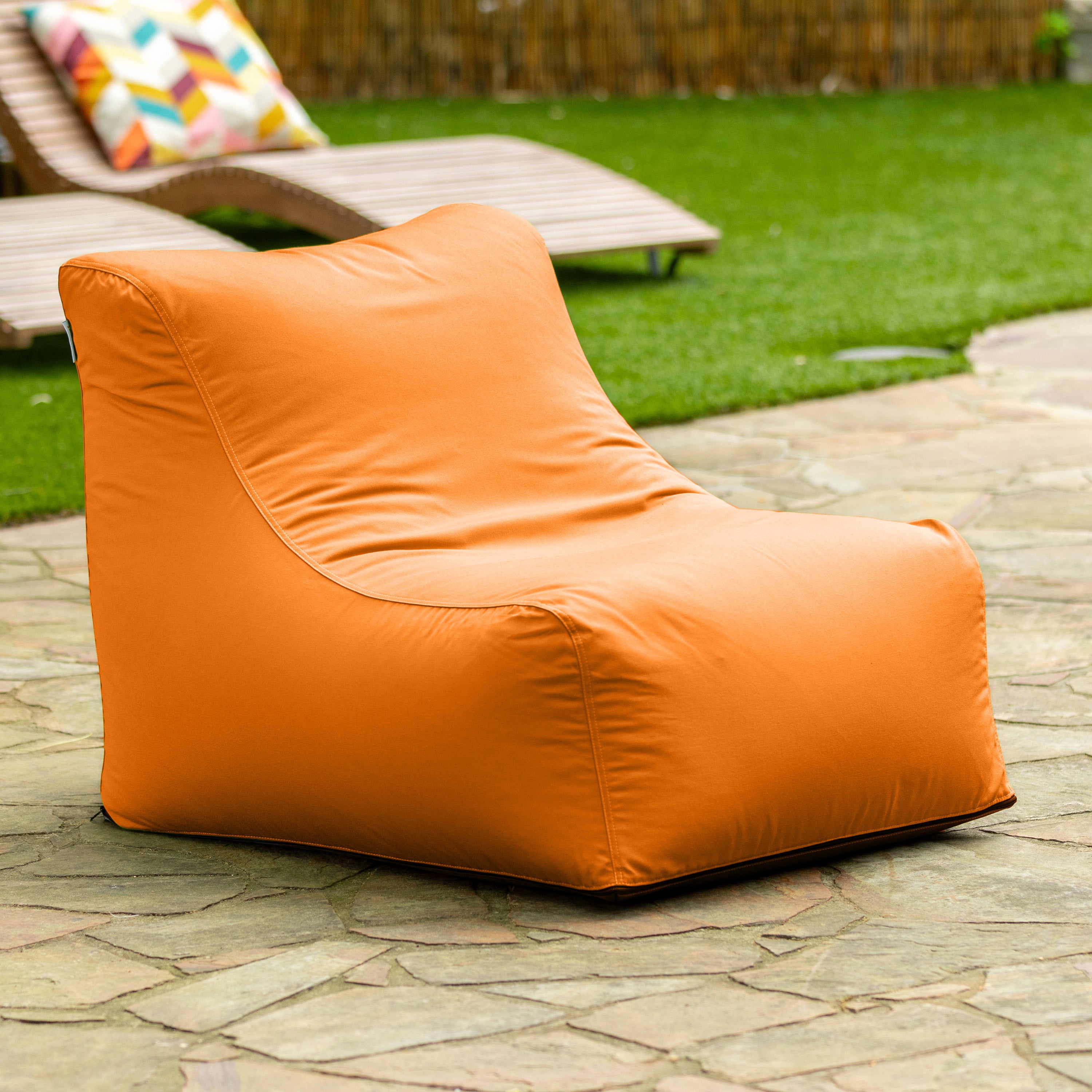 Jaxx Ponce Outdoor Bean Bag Chair - Weather Resistant Patio and Poolside Lounge Seating, Sunbrella Tangerine