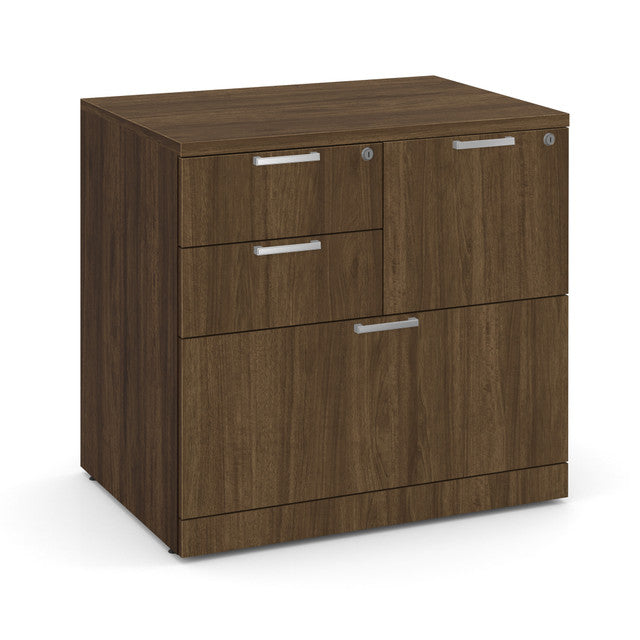 OfficeSource Laminate Lateral Files 31"W Combo Lateral File Cabinet - Modern Walnut