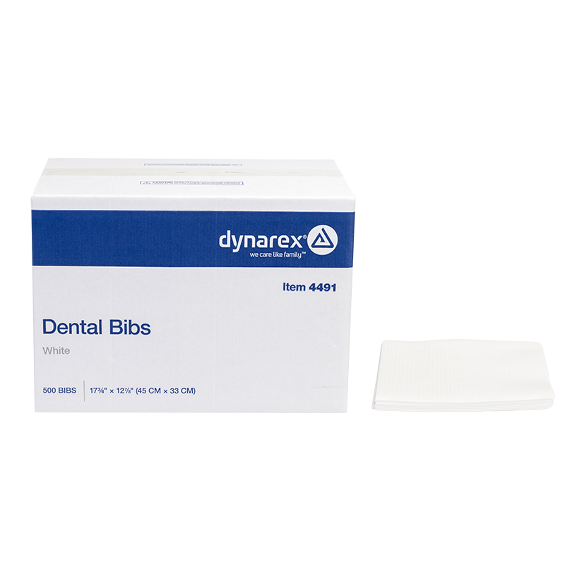 Dental Bibs - White, 17 3/4" x 12 7/8" - 500 pcs per Case