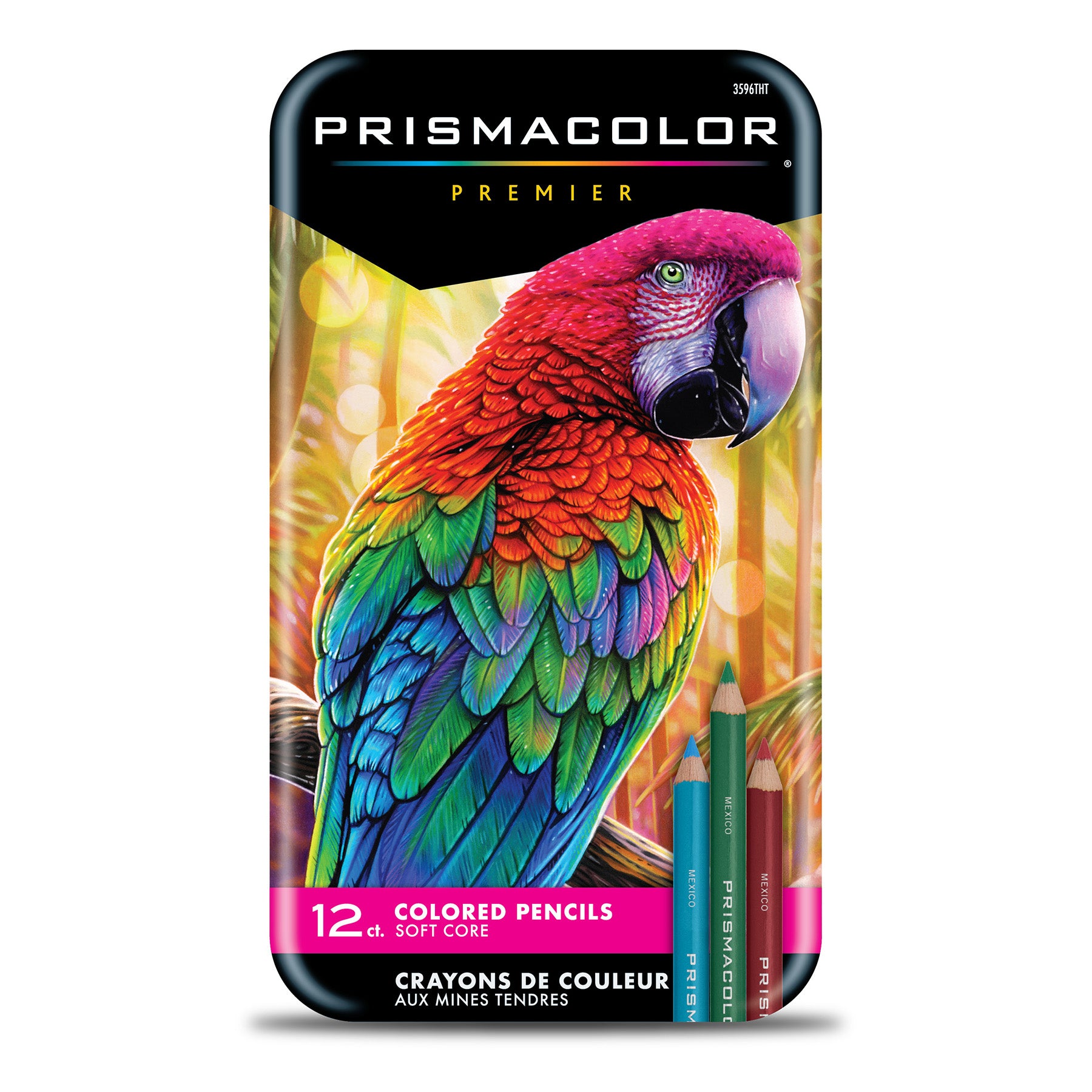 Premier Colored Pencils Tin, Soft Core, Assorted, 12 Count