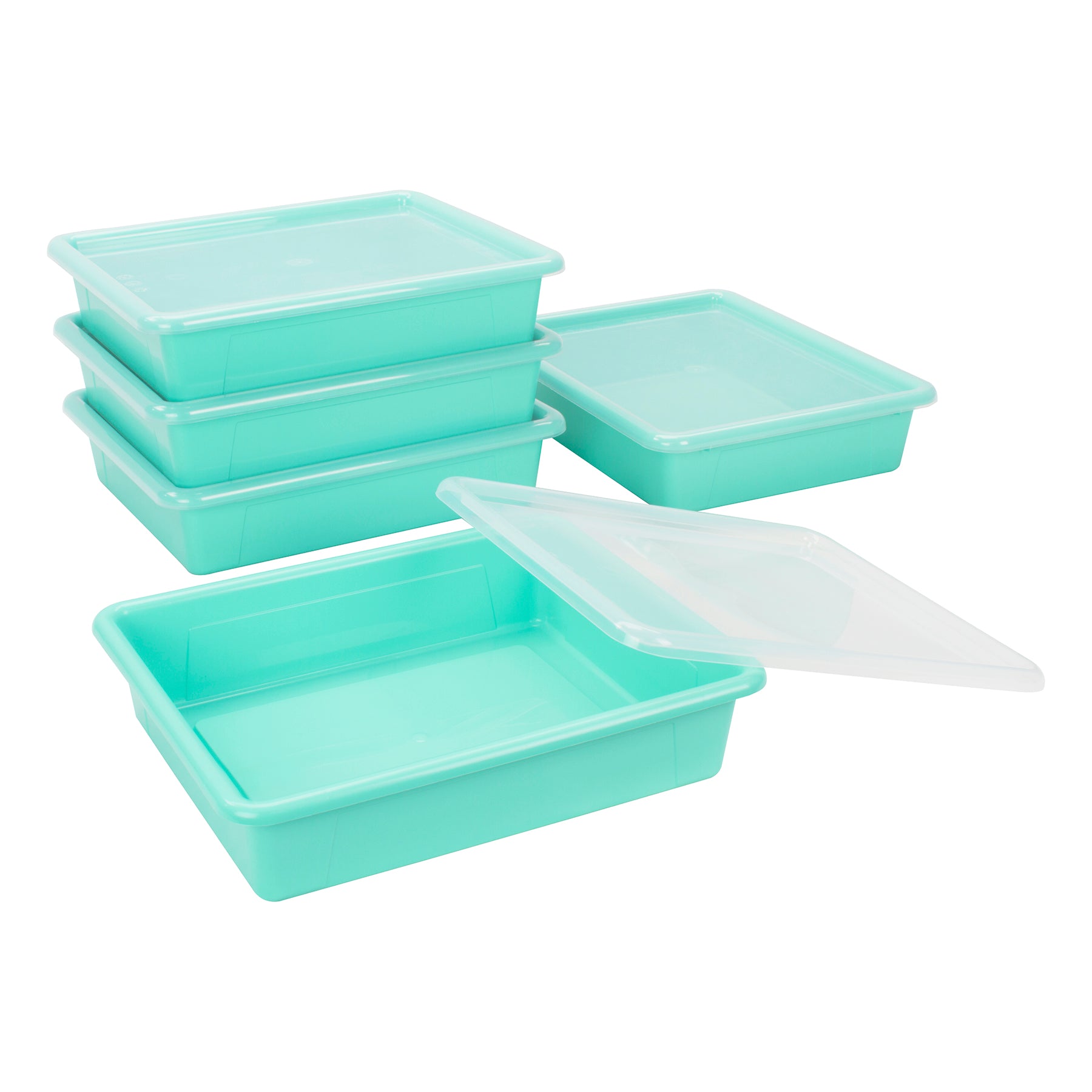 Flat Storage Tray with Lid, Teal