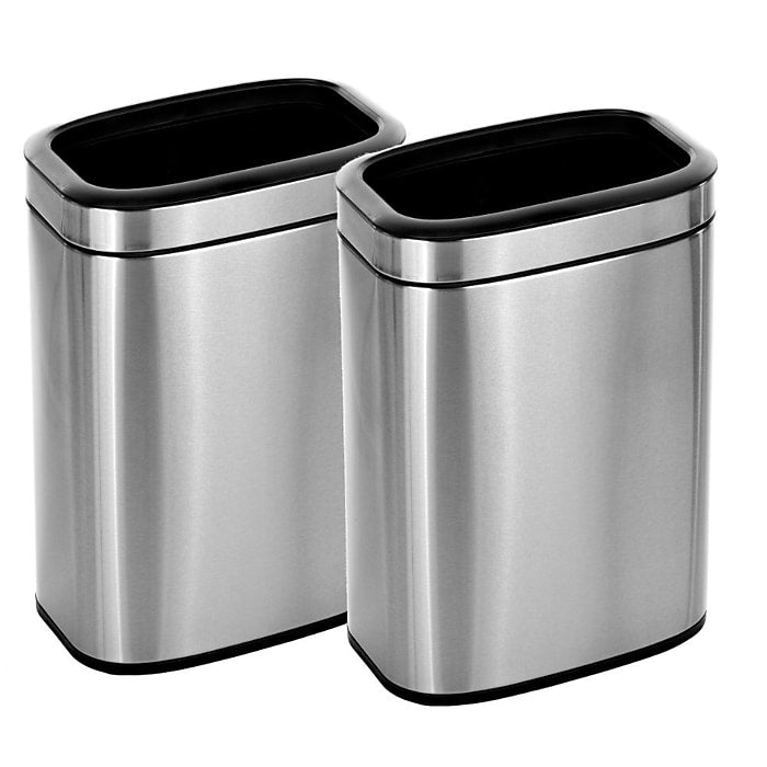 5.3 Gal. Stainless Steel Rectangular Liner Open Top Trash Can 2 Pack