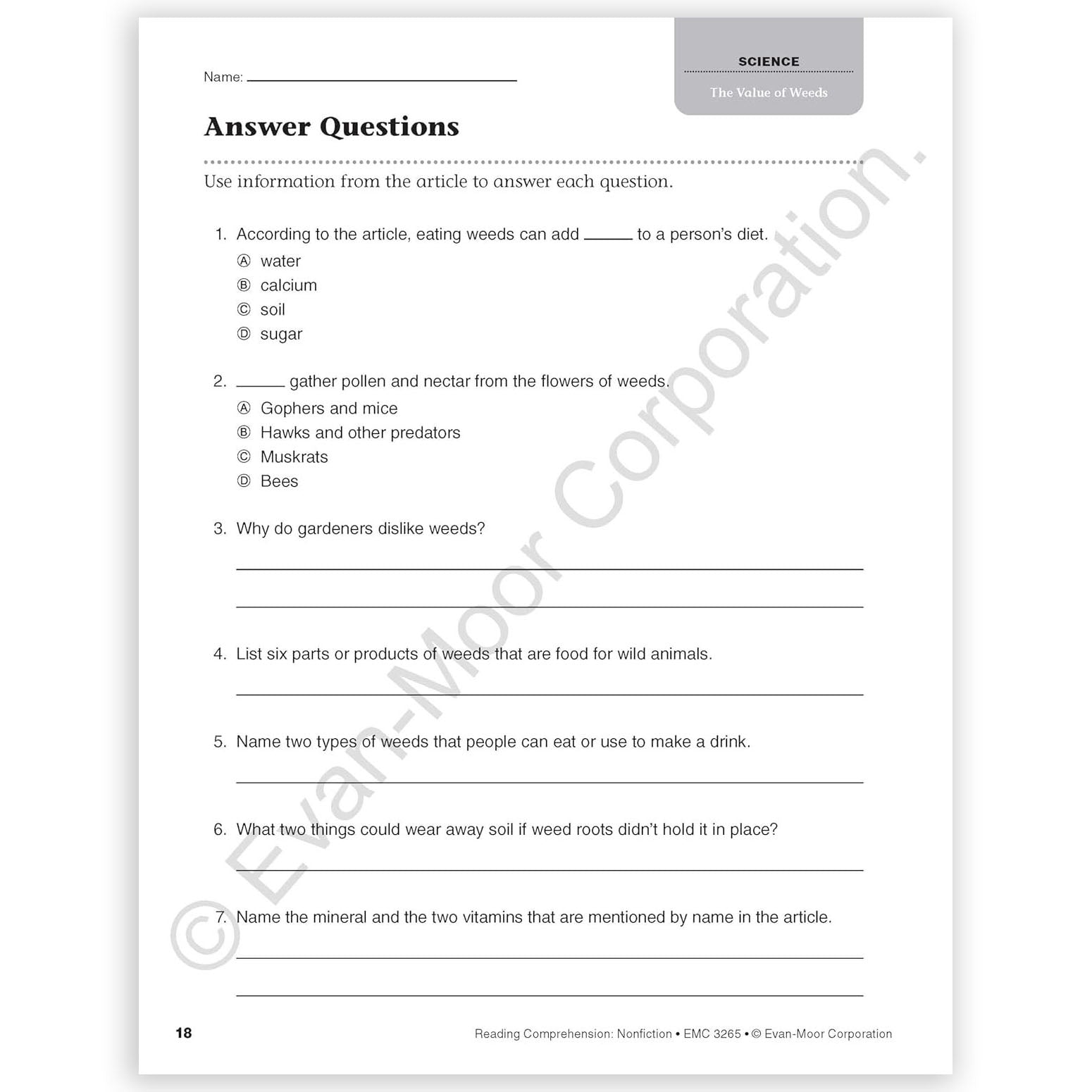 Reading Comprehension: Nonfiction, Grade 5