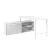 Bush Business Furniture Hustle 60W x 30D Computer Desk and Low Storage Cabinet with Doors and Shelves in White - 59.44" Width x 88.54" Depth x 30.07" Height