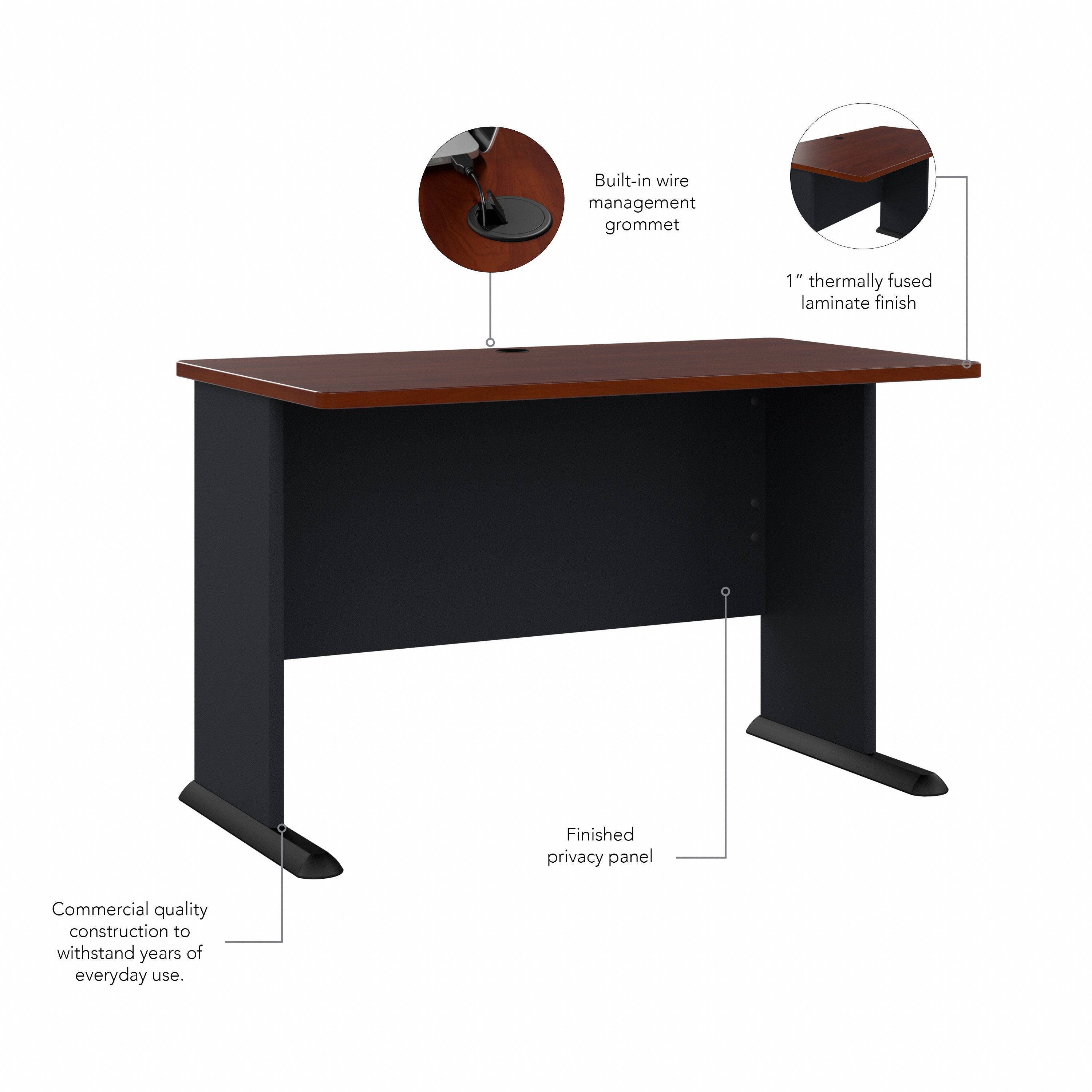 Bush Business Furniture Series A 48W Desk in Hansen Cherry and Galaxy - 47.52" Width x 26.81" Depth x 29.66" Height