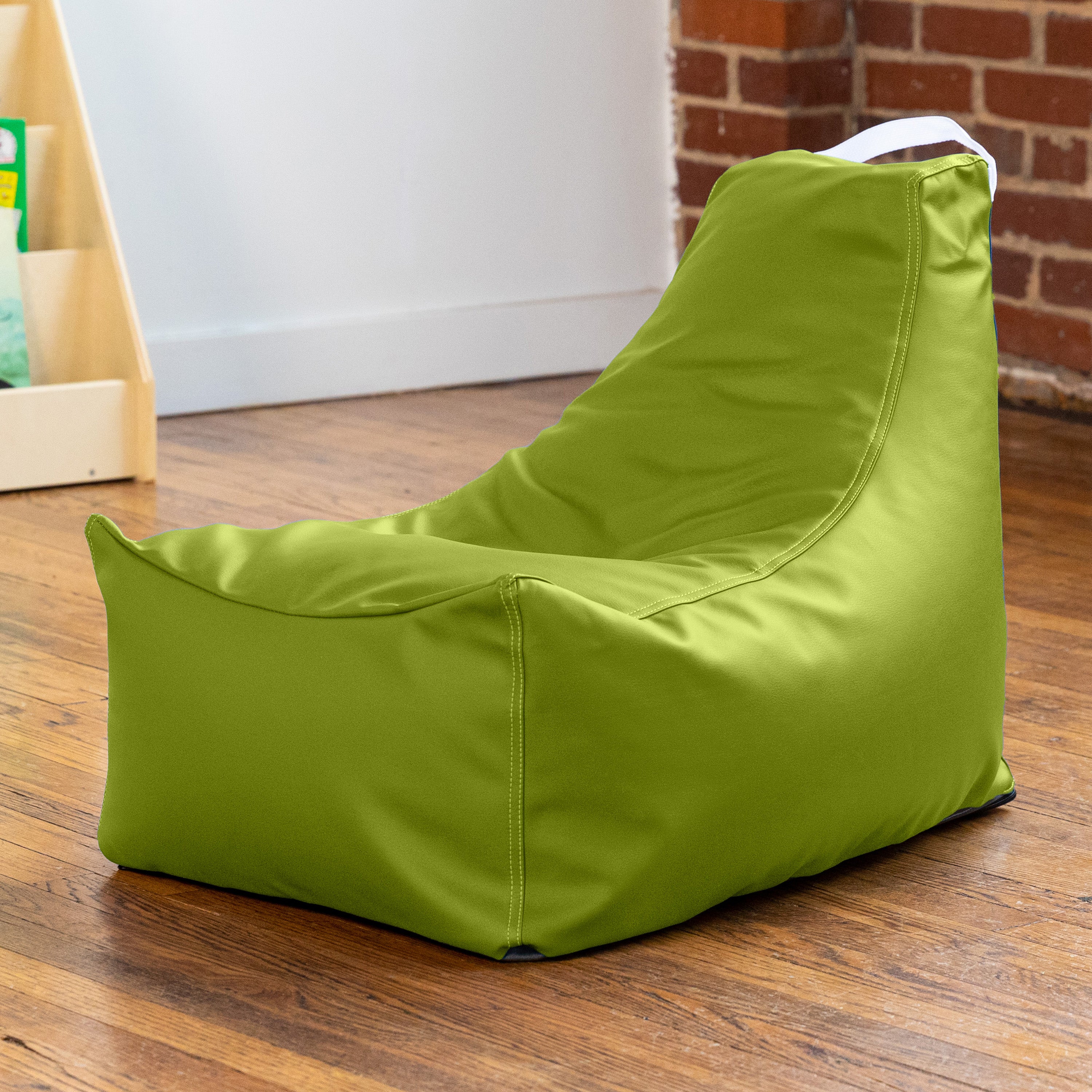Jaxx Pezzi Jr Kids Classroom Bean Bag Chair, Premium Vinyl, Green