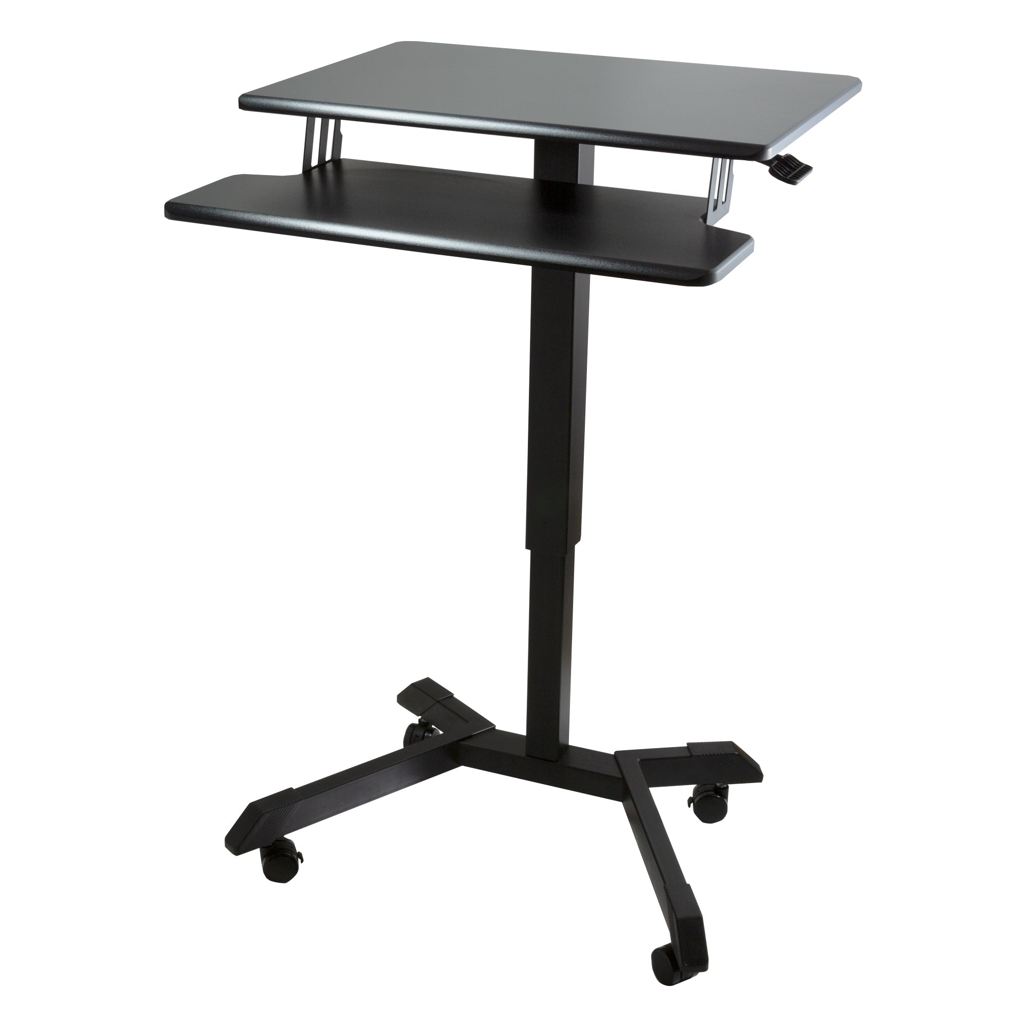 High Rise Mobile Adjustable Standing Desk with Keyboard Tray