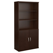 Bush Business Furniture Series C 36W 5 Shelf Bookcase with Doors in Mocha Cherry - 35.71" Width x 15.35" Depth x 72.8" Height