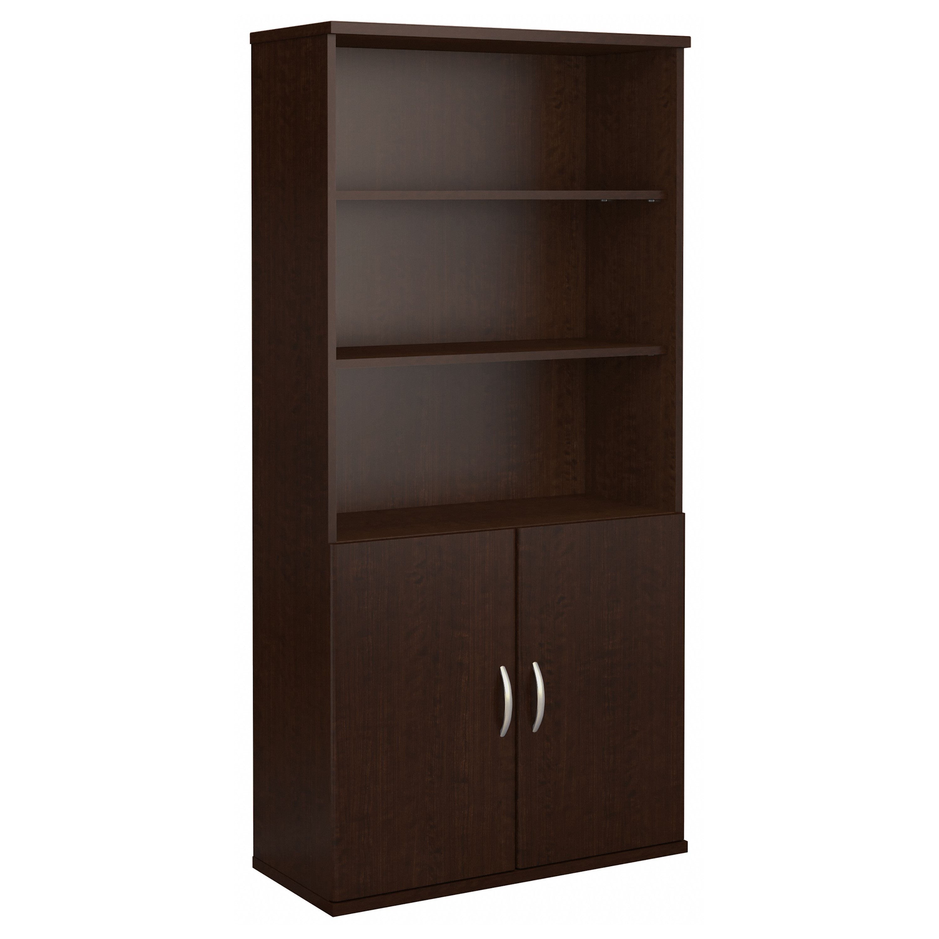 Bush Business Furniture Series C 36W 5 Shelf Bookcase with Doors in Mocha Cherry - 35.71" Width x 15.35" Depth x 72.8" Height