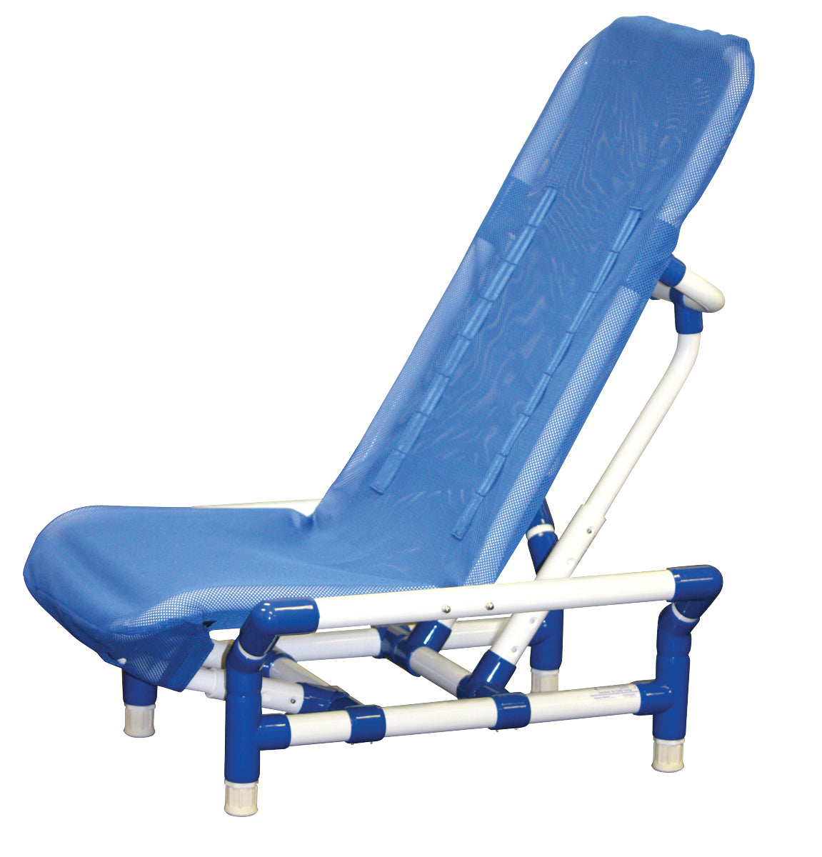 Reclining bath chair with safety harness, Medium, beach bubble blue