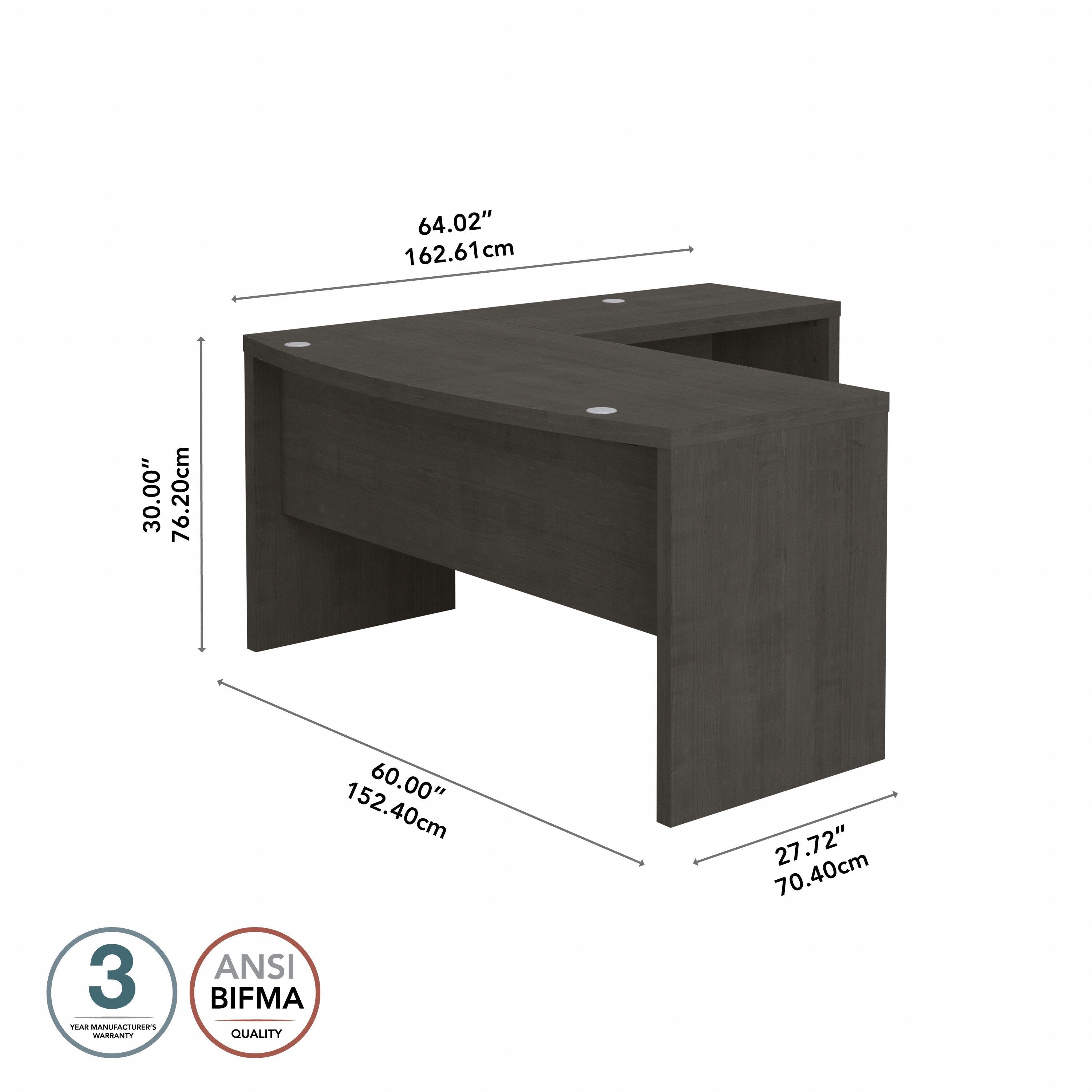 Bush Business Furniture Echo L Shaped Bow Front Desk in Charcoal Maple - 60" Width x 64.02" Depth x 30" Height