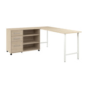 Bush Business Furniture Hustle 72W x 24D Computer Desk and Storage Cabinet with Drawers and Shelves in Natural Elm - 71.02" Width x 23.34" Depth x 30.07" Height