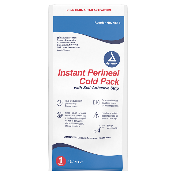 Instant Perineal Cold Pack w/ Self Adhesive Strip, 4 1/2" x 12" - 24 packs per Case