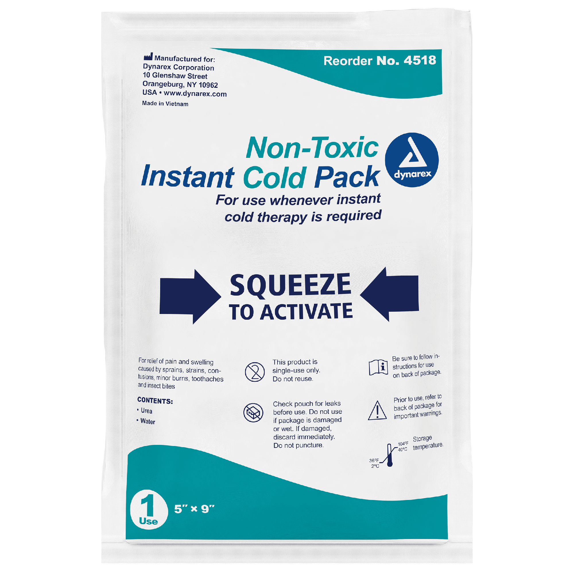 Instant Cold Pack w/ Urea (Non-Toxic), 5" x 9" - 24 packs per Case