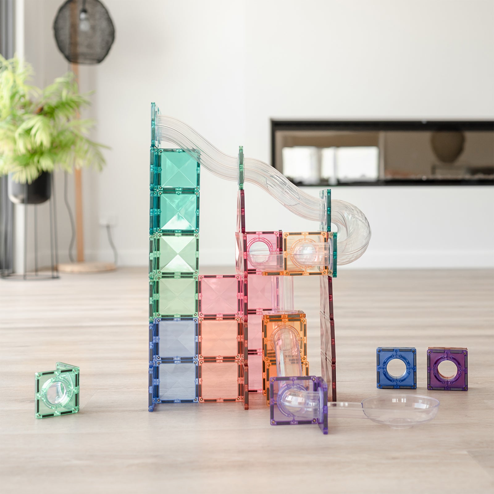 Magnetic Tiles Pastel Ball Run Expansion Pack, 80 Pieces