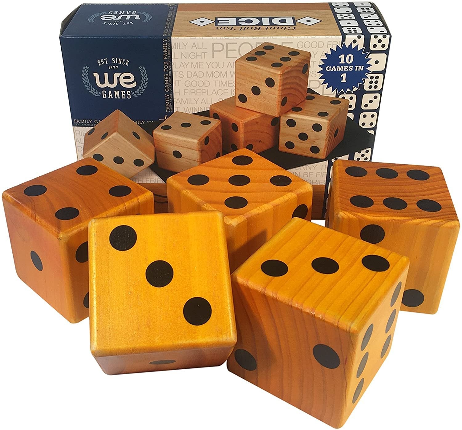Giant Roll 'em Dice - Set of 5 Wooden Lawn Dice