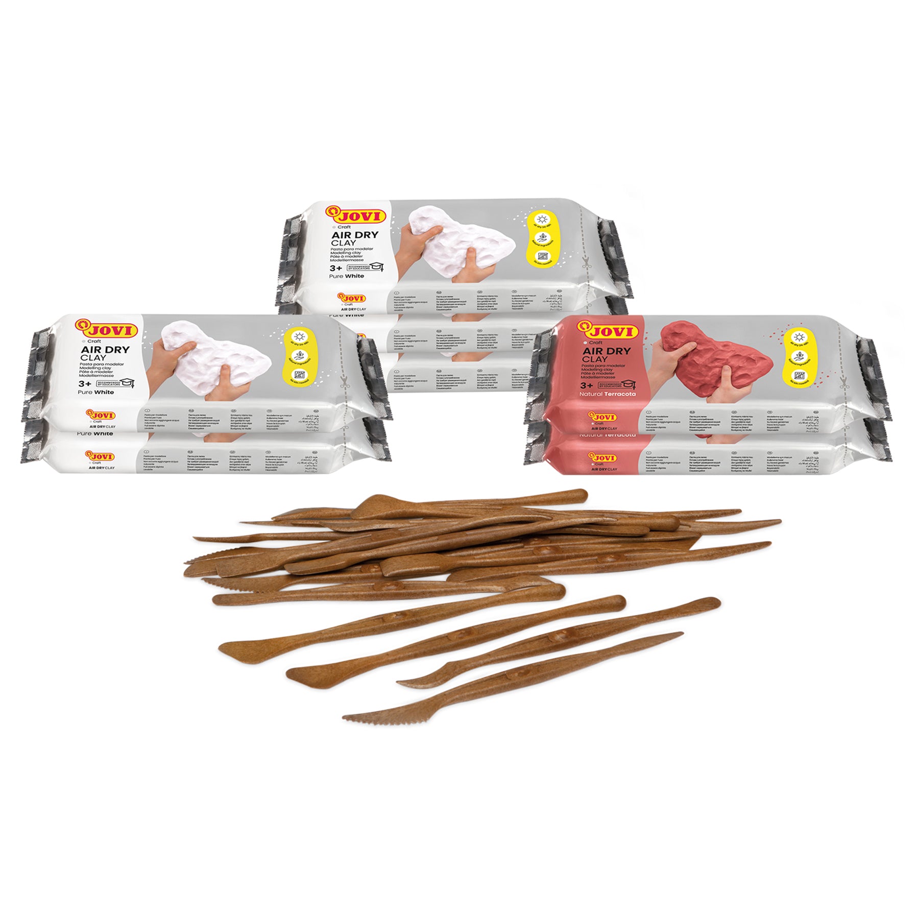 Air Dry Clay School Pack, 7 Bars 1.1 Lb & 20 Spatulas