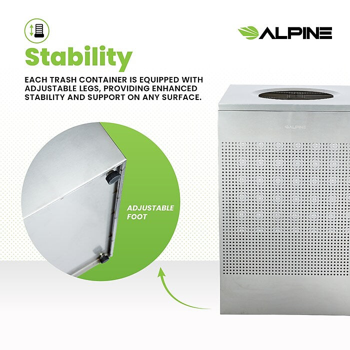 40 Gallon Stainless Steel Square Perforated Decorative Waste Receptacle