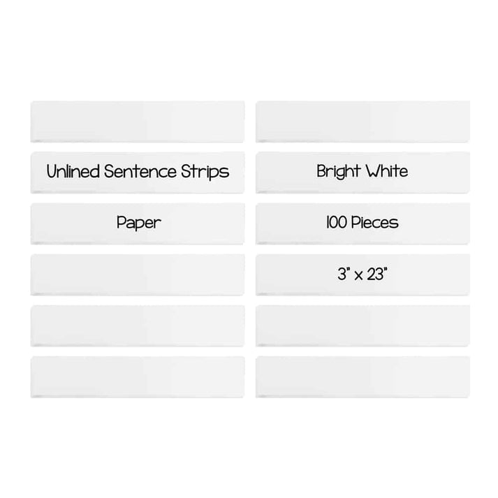 Bright Strips - Paper Strips 3"x23", 100 count, White
