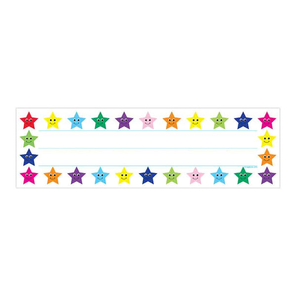Picture Name Plates - 9.5"x2 7/8", 36 ct., Happy Multi-color Stars