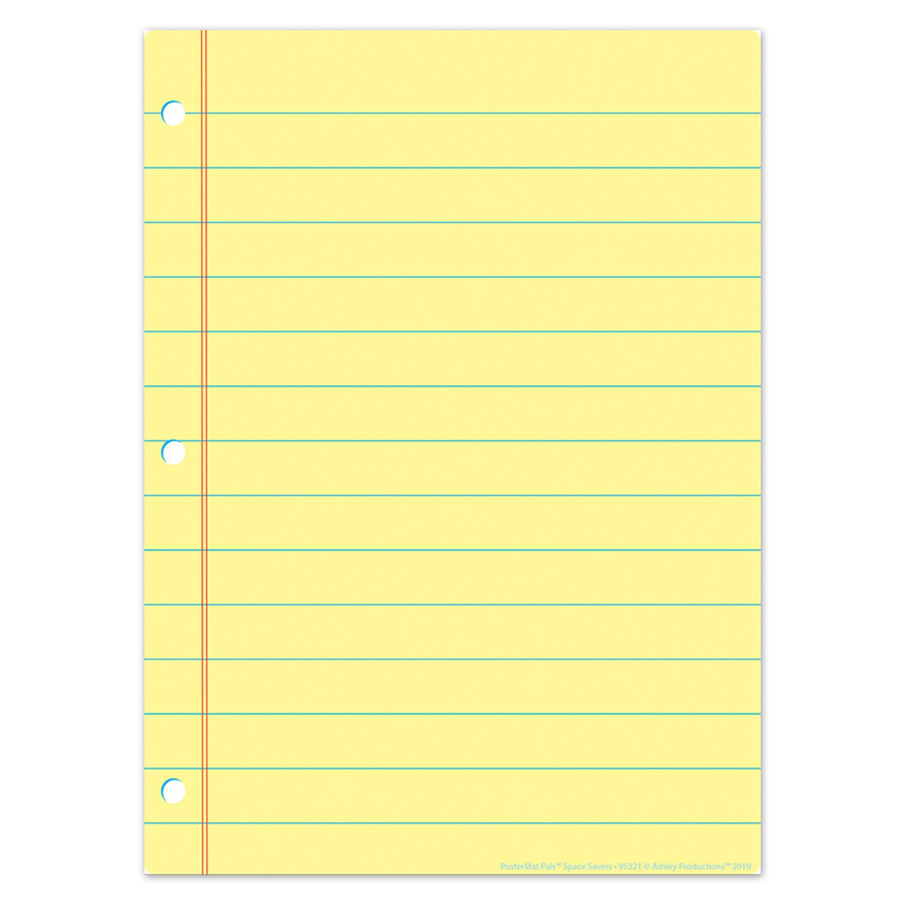 Smart Poly® PosterMat Pals™ Space Savers, 13" x 9-1/2", Yellow Notebook Paper, Pack of 10