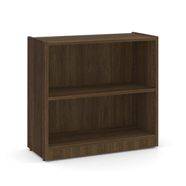 OfficeSource Laminate Bookcase - 2 Shelves - Modern Walnut