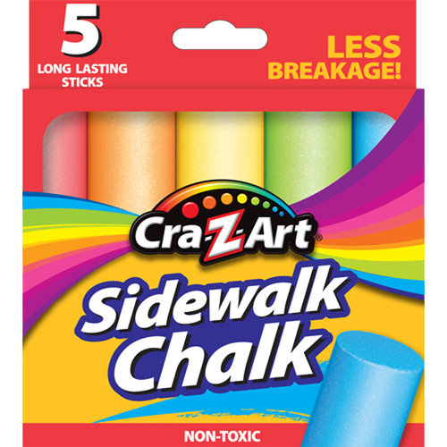 12x 5pc Cra-Z-Art Stationery Washable Sidewalk Chalk Pack 3y+ Multi Colours