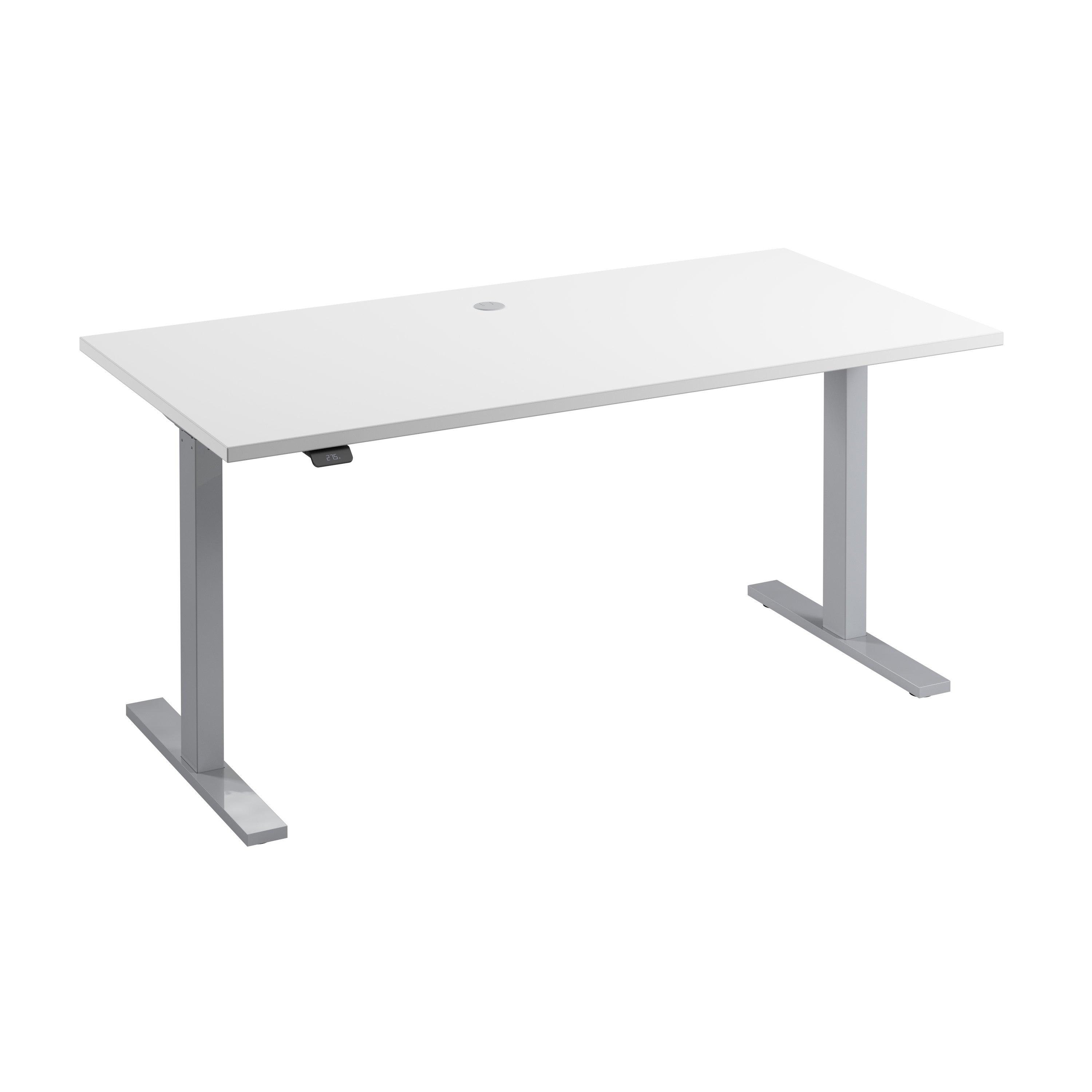 Bush Business Furniture Move 60 Series 60W x 30D Electric Height Adjustable Standing Desk in White with Metallic Gray Base - 59.45" Width x 29.37" Depth x 47.69" Height