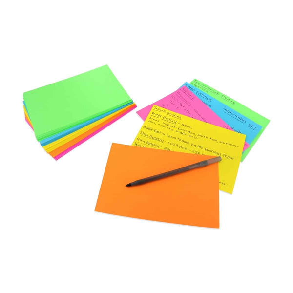 Blank Cards, 3.75"x5.75", 100 cards, 20 ea. Blue, Orange, Yellow, Lime, Pink