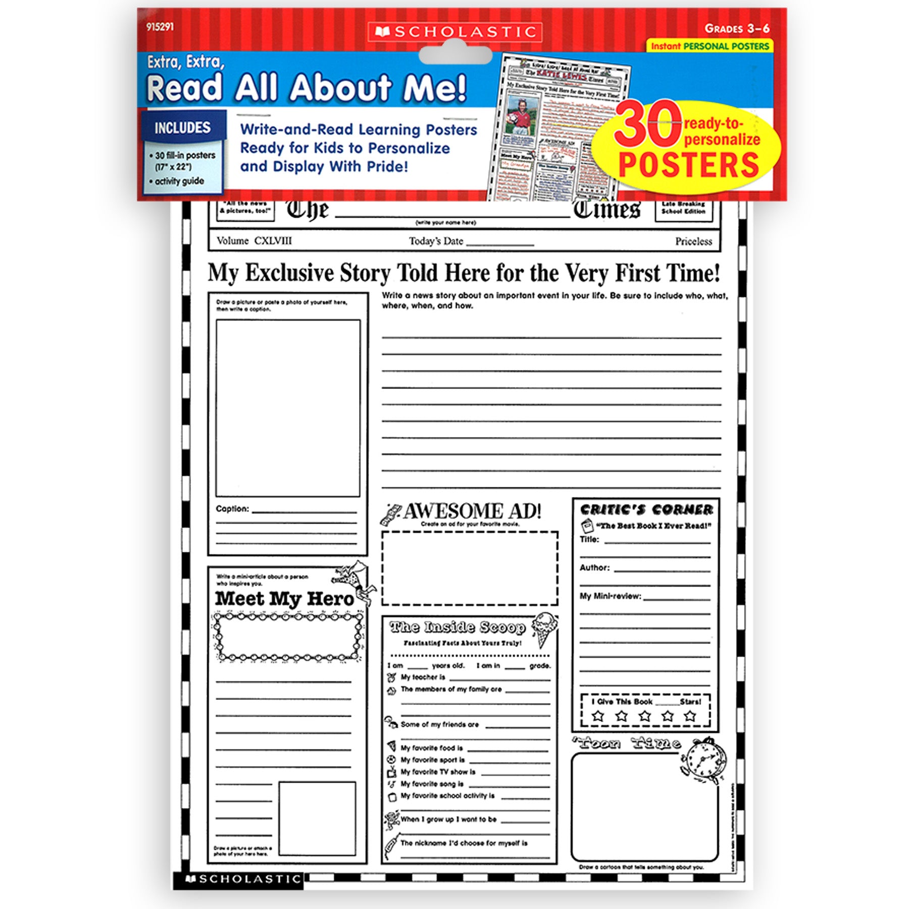 Instant Personal Poster Sets: Extra, Extra, Read All About Me!, Set of 30