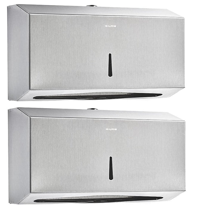 Stainless Steel Brushed C-Fold/Multi-Fold Paper Towel Dispenser 2 Pack