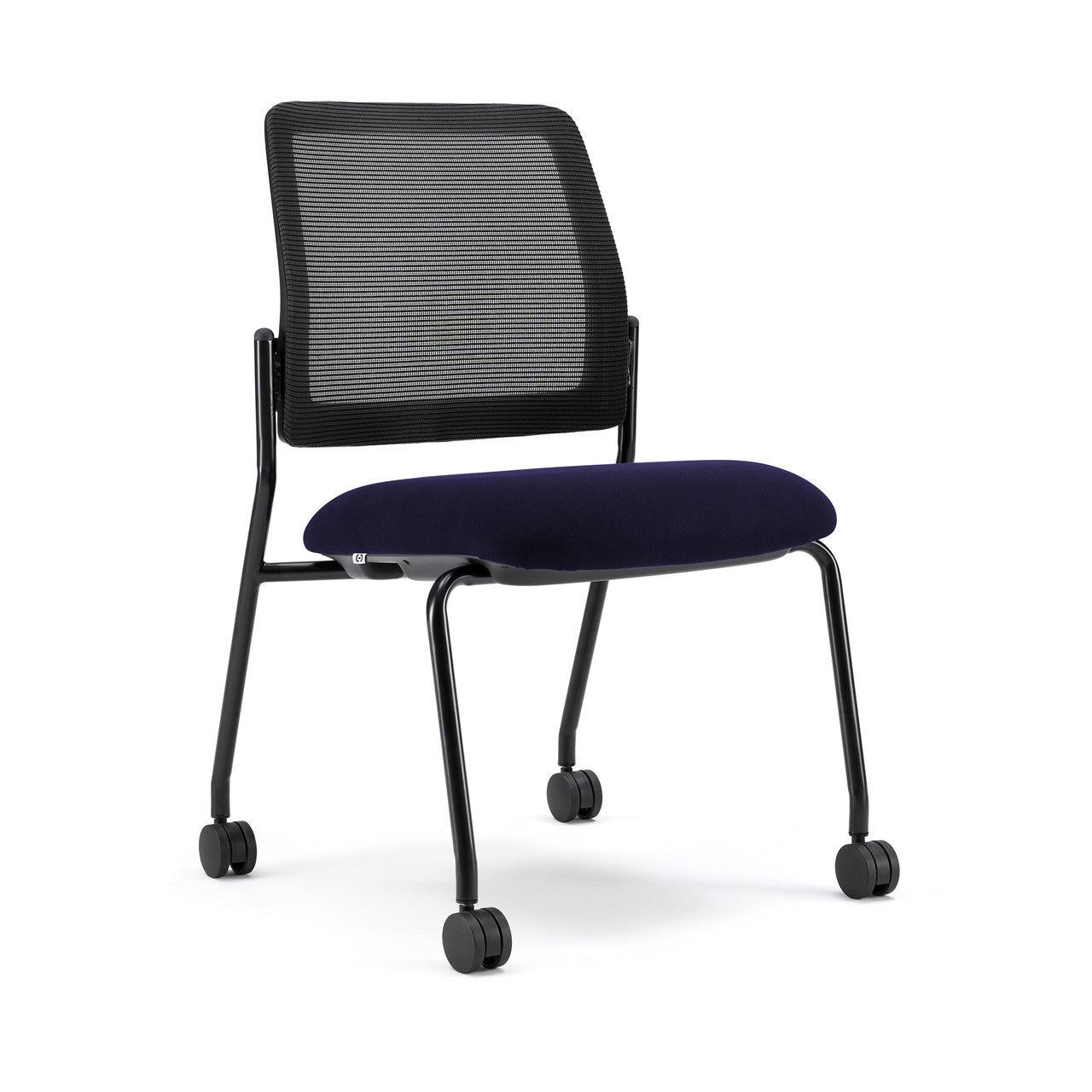 OfficeSource Starlight Armless Stacking Chair - Navy Fabric