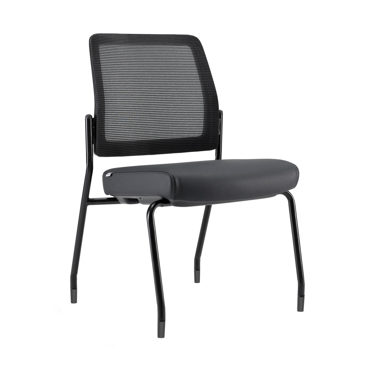 OfficeSource Starlight Armless Stacking Chair - Black PU Leather
