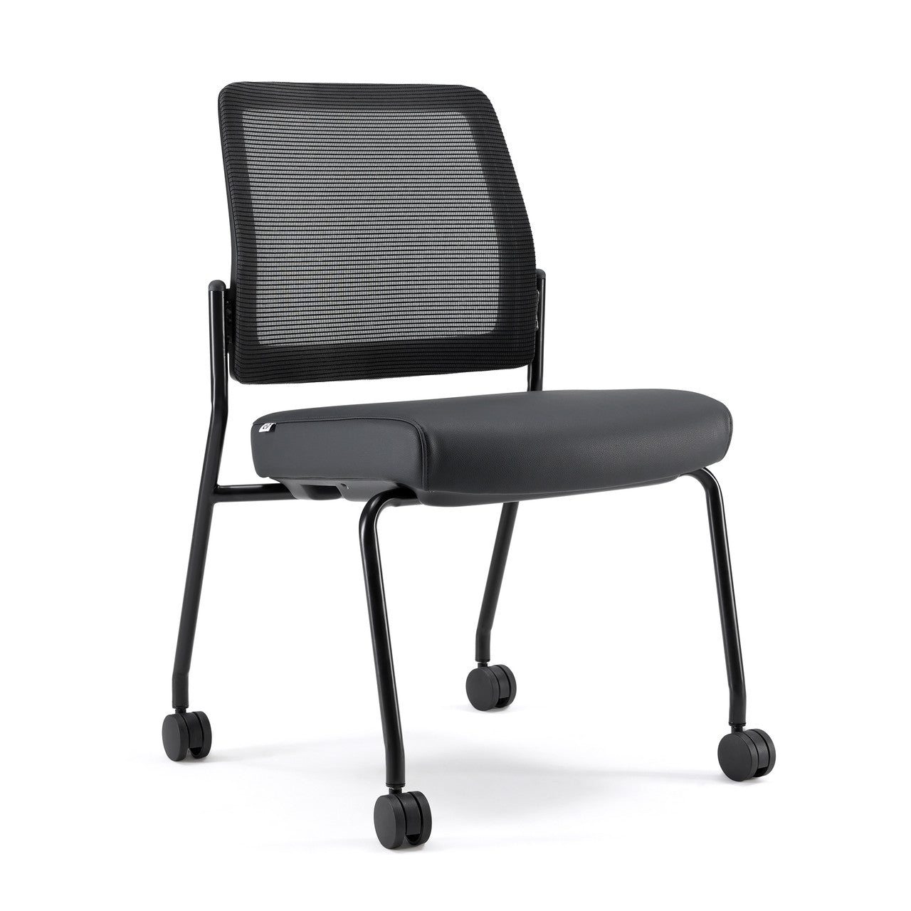 OfficeSource Starlight Armless Stacking Chair - Black PU Leather