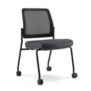 OfficeSource Starlight Armless Stacking Chair - Black PU Leather