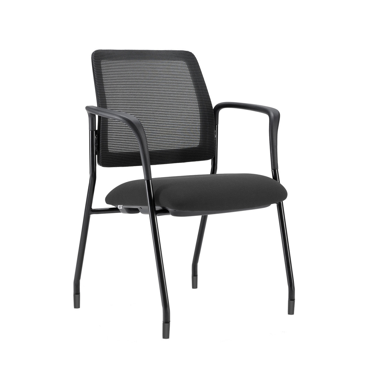 OfficeSource Starlight Stacking Chair with Arms - Charcoal Fabric